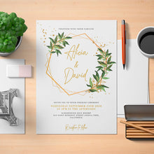 Load image into Gallery viewer, Printable Greenery Geometric Wedding Invitation Template - Digital Download
