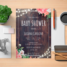 Load image into Gallery viewer, Wood Rustic Baby Shower Invitation Template - Digital Download
