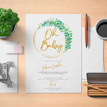 Load image into Gallery viewer, Willow Wreath Baby Shower Invitation Template - Digital Download
