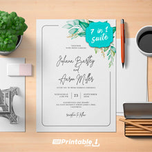 Load image into Gallery viewer, Printable Elegant Greenery Boho Wedding Invitation Suite - Digital Download Template
