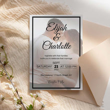 Load image into Gallery viewer, Black Elegant Printable Wedding Invitation Template Download
