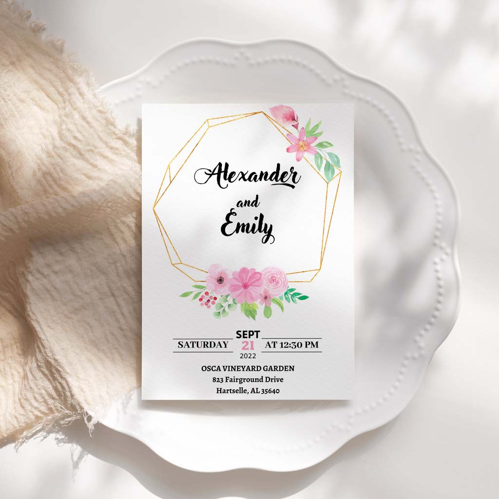 Spring Floral Printable Wedding Invitation Template Download