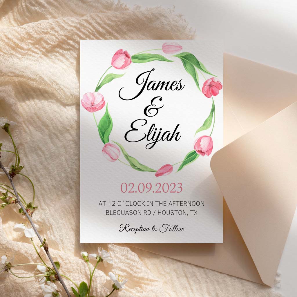 Tulips Printable Wedding Invitation Template Download