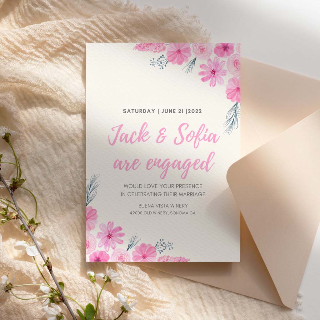 Rose Flowers Printable Wedding Invitation Template Download