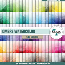 Load image into Gallery viewer, Watercolor 100 Digital Papers Ombre - Instant Download
