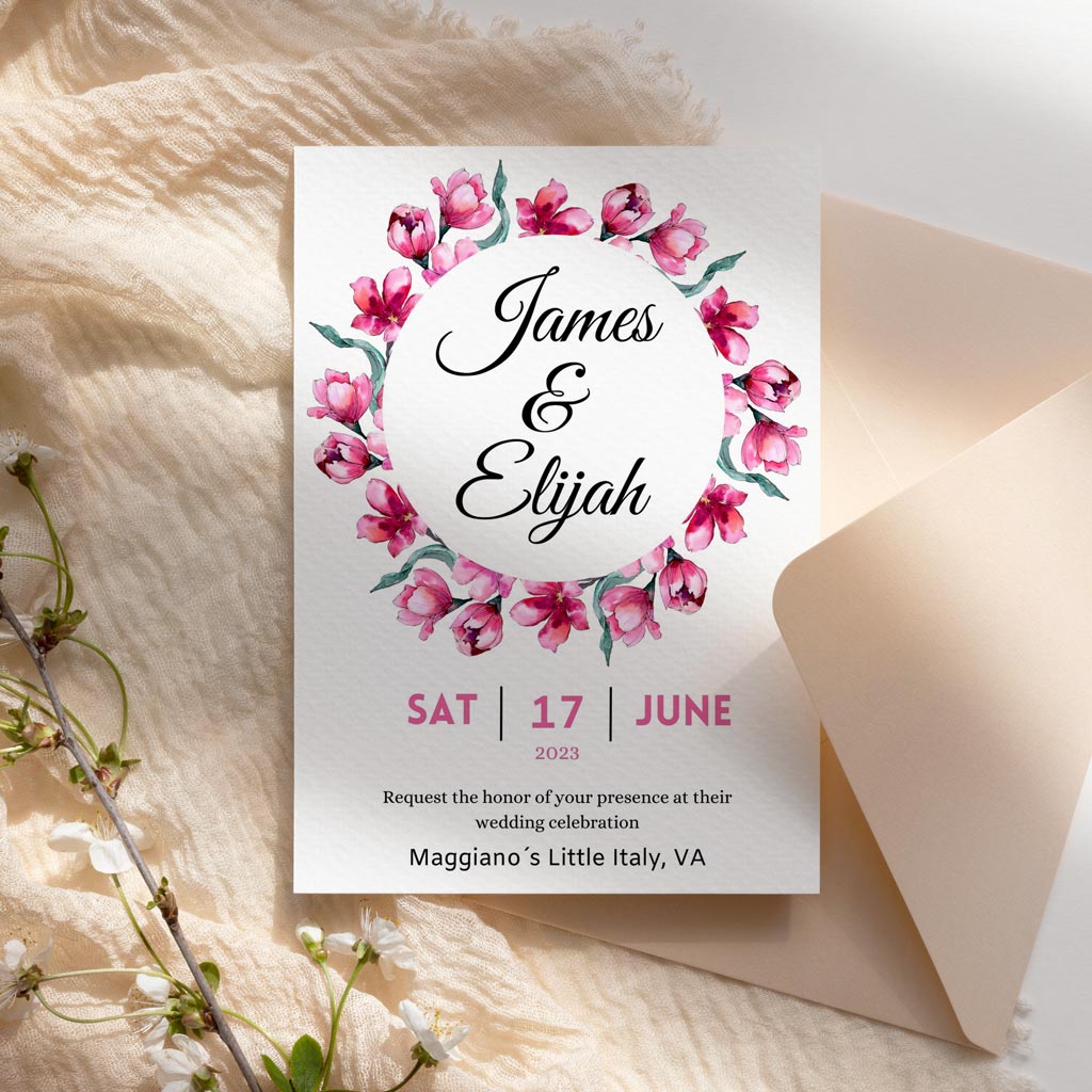 Spring Purple Printable Wedding Invitation Template Download