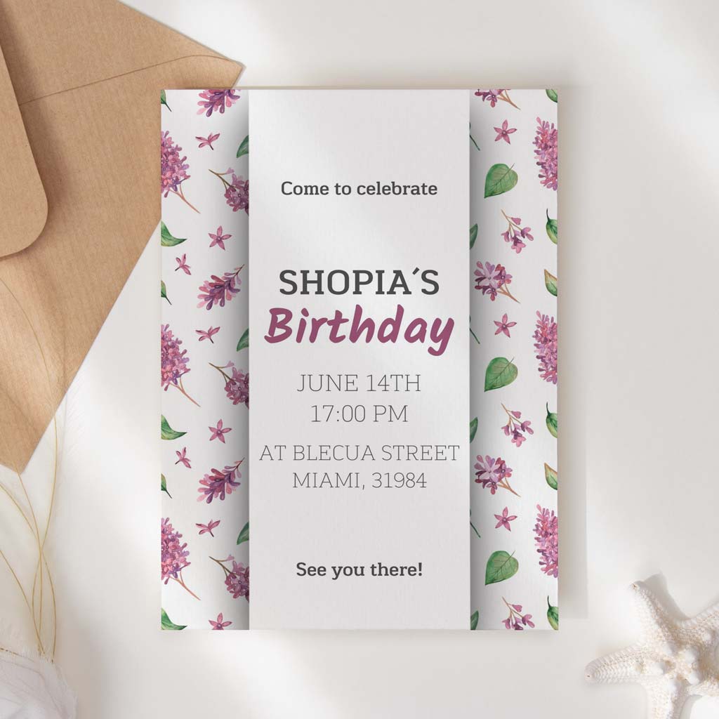 Minimalist Spring Printable Birthday Invitation Template Download