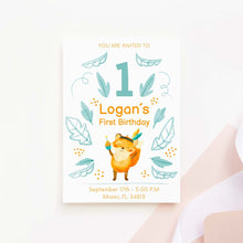 Load image into Gallery viewer, Happy Fox Printable Birthday Invitation Template Download
