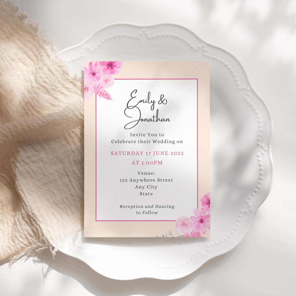 Cute Flowers Printable Wedding Invitation Template Download