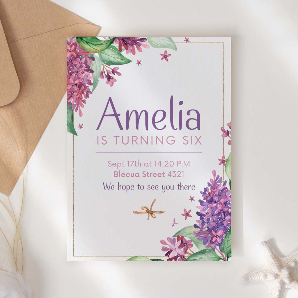 Spring Flowers Printable Birthday Invitation Template Download