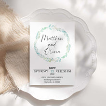 Load image into Gallery viewer, Blue Watercolor Printable Wedding Invitation Template Download
