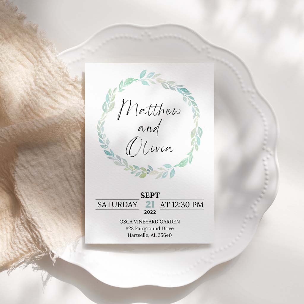 Blue Watercolor Printable Wedding Invitation Template Download