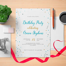 Load image into Gallery viewer, Printable Confetti Birthday Invitation Card - Digital Download
