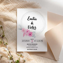 Load image into Gallery viewer, Blush Rose Flowers Printable Wedding Invitation Template Download
