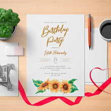 Load image into Gallery viewer, Printable Sunflower Womens Birthday Invitation Card - Digital Download
