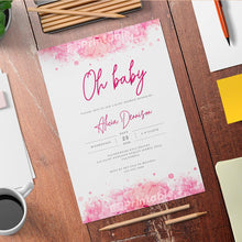 Load image into Gallery viewer, Rose Watercolor Baby Shower Invitation Template - Digital Download
