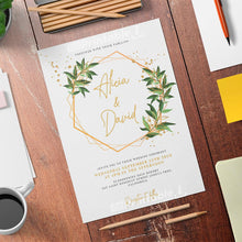 Load image into Gallery viewer, Printable Greenery Geometric Wedding Invitation Template - Digital Download
