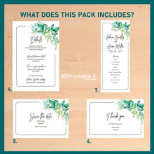 Load image into Gallery viewer, Printable Elegant Greenery Boho Wedding Invitation Suite - Digital Download Template
