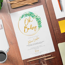 Load image into Gallery viewer, Willow Wreath Baby Shower Invitation Template - Digital Download
