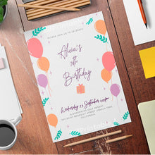 Load image into Gallery viewer, Printable Colored Balloons Birthday Invitation Card - Digital Download
