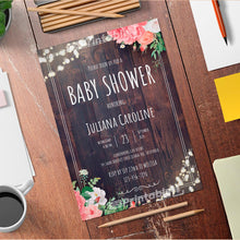 Load image into Gallery viewer, Wood Rustic Baby Shower Invitation Template - Digital Download
