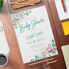 Load image into Gallery viewer, Botanical Watercolor Baby Shower Invitation Template - Digital Download
