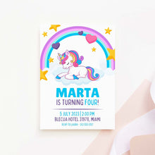 Load image into Gallery viewer, Unicorn Printable Birthday Invitation Template Download
