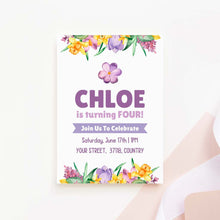 Load image into Gallery viewer, Spring Purple Printable Birthday Invitation Template Download
