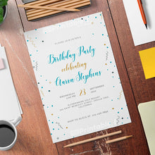 Load image into Gallery viewer, Printable Confetti Birthday Invitation Card - Digital Download
