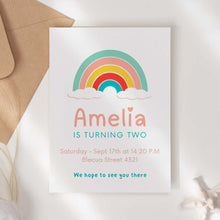 Load image into Gallery viewer, Colorful Rainbow Printable Birthday Invitation Template Download
