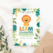 Load image into Gallery viewer, Cute Lion Printable Birthday Invitation Template Download
