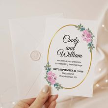 Load image into Gallery viewer, Pink &amp; Gold Printable Wedding Invitation Template Download
