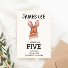 Load image into Gallery viewer, Cute Bunny Printable Birthday Invitation Template Download
