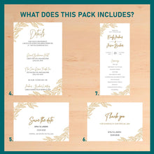 Load image into Gallery viewer, Printable Golden Elegant Wedding Invitation Suite 7 Pack - Digital Download Template
