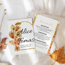 Load image into Gallery viewer, Gold Flowers Printable Wedding Invitation Template Download
