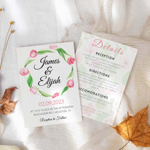 Load image into Gallery viewer, Tulips Printable Wedding Invitation Template Download
