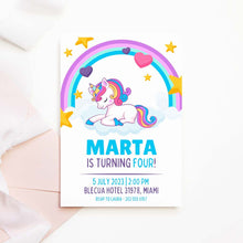 Load image into Gallery viewer, Unicorn Printable Birthday Invitation Template Download
