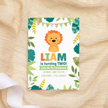 Load image into Gallery viewer, Cute Lion Printable Birthday Invitation Template Download
