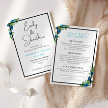 Load image into Gallery viewer, Floral Blue Printable Wedding Invitation Template Download
