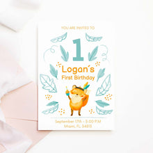 Load image into Gallery viewer, Happy Fox Printable Birthday Invitation Template Download
