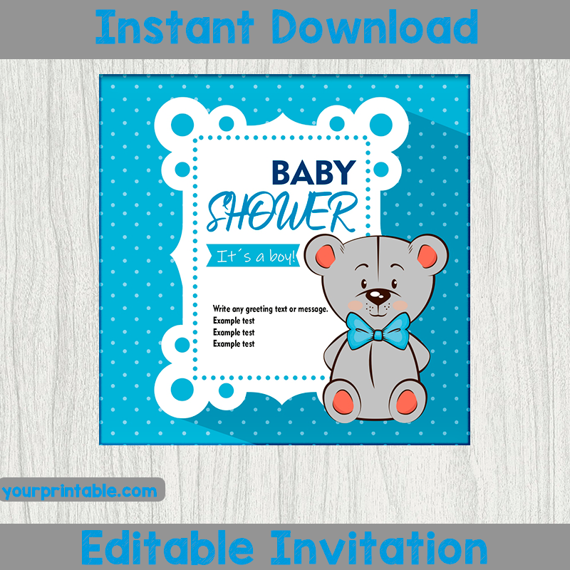 Baby Shower Boy Invitation Card