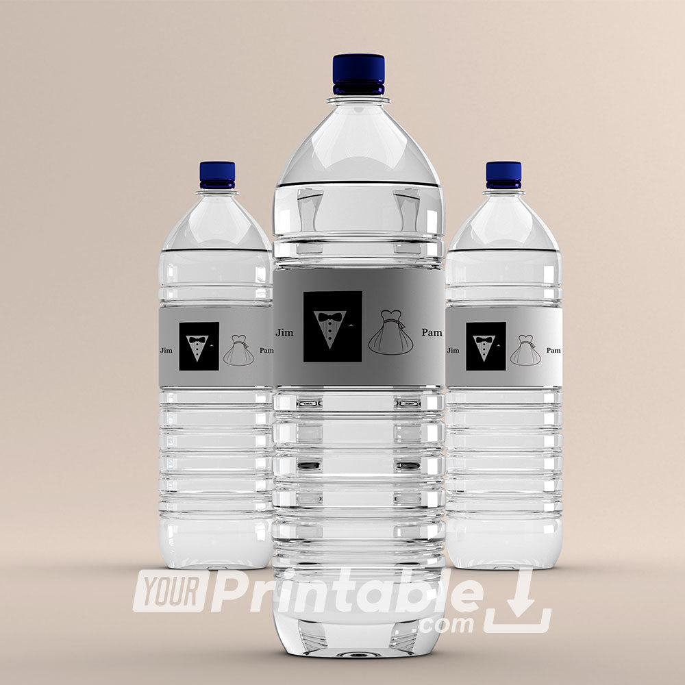 Wedding Bride & Groom Water Bottle Labels - Digital Download