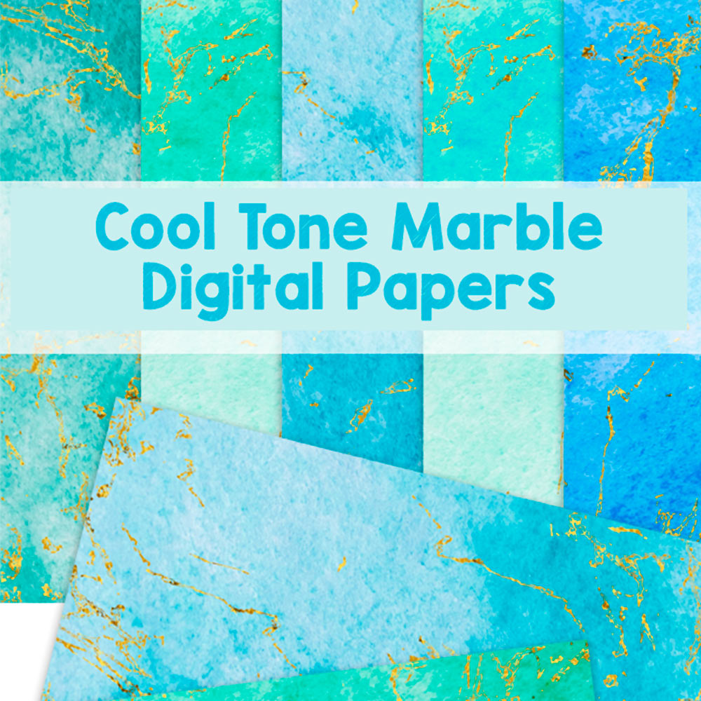 Cool Tone Marble Digital Papers - Digital Download