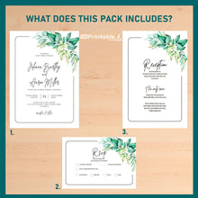 Load image into Gallery viewer, Printable Elegant Greenery Boho Wedding Invitation Suite - Digital Download Template
