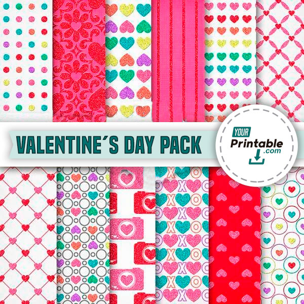 Valentine´s Day Digital Paper Pack Template for Download